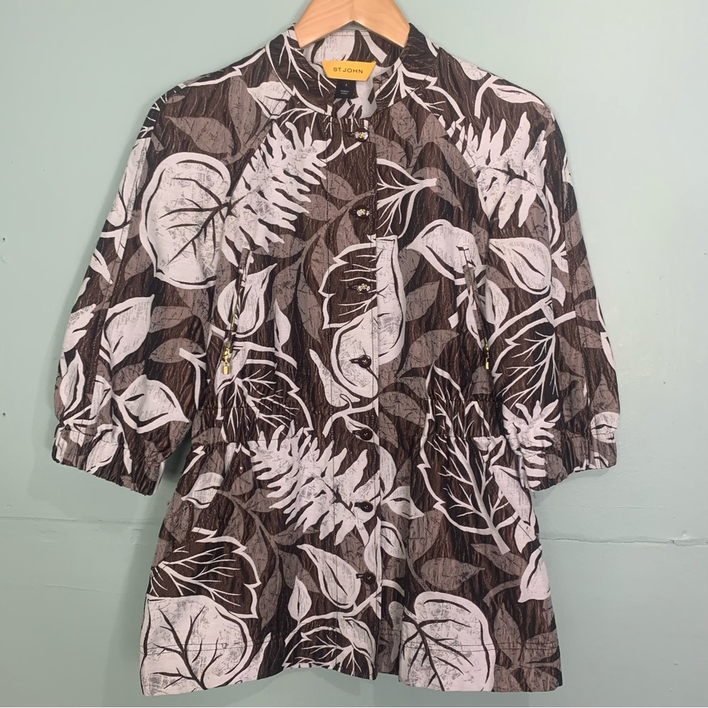 St John Leaf Print Short Sleeve Light Weight Jacket